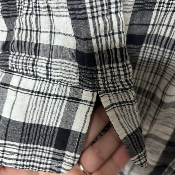 Habitat women’s Large Black/White Checked Shirt 3/4 Sleeve Lagenlook *Flaw - Picture 4 of 15